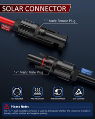 Solar Extension Cable with Solar Double Cable Entry Gland, 10AWG Solar Panel Cab