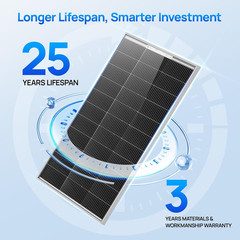 ECO-WORTHY 100 Watt Solar Panel 18 Volt Monocrystalline Solar Panel High Efficie