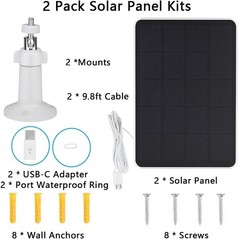 Continuous Power Supply Solar Panel Bundle for Outdoor Security Cameras – 2 Pack