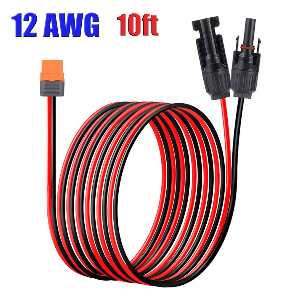 12AWG XT60i Female to Solar Connector Extension Cable for Solar Generator 10ft