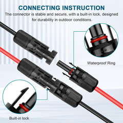 10 AWG Solar Extension Cable 100FT, Flexible Solar Panel Wire with Male to Femal