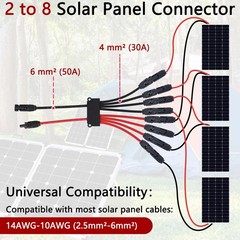 Solar Y Branch Connector Parallel Splitter 2 to 4 Panels MC4 Tool Free IP68
