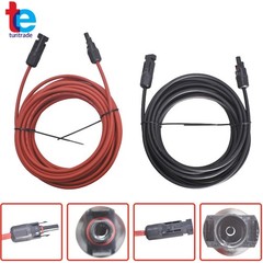 1Pair Black + Red 30ft 12AWG Solar Panel Extension Cable Wire Connector