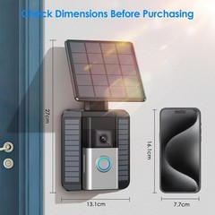 Solar Charger for Ring Doorbell 3/3+/4 2-Prong Port Adjustable
