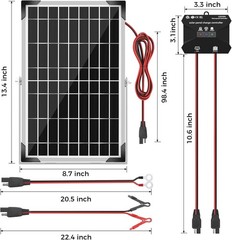 Durable 10W Solar Panel Charger for 12V Batteries – Perfect for Cars, Boats, RVs
