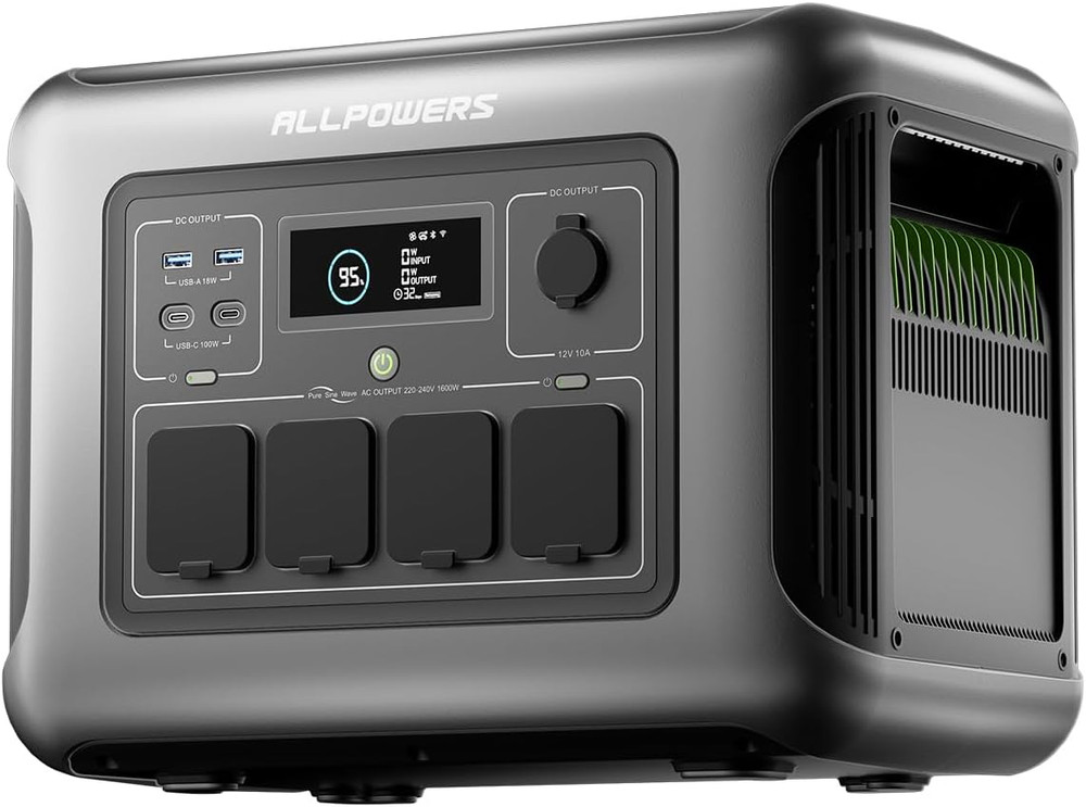Portable Power Station,1600W/1056Wh Lifepo4 Solar Generator, Solar Power with UP