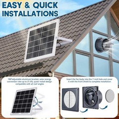 Solar Powered Exhaust Fan, 25W Solar Panel+8″ High Speed Solar Powered Fans, Sol