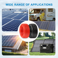 Solar Panel Wire 10 AWG(6mm²) – Solar Extension Cable 200Ft Black & 200Ft Red…