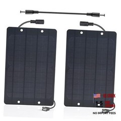 USB Solar Panel 2Pack with DC Male to Male Cable- Solar USB Charger 5v 6W x2