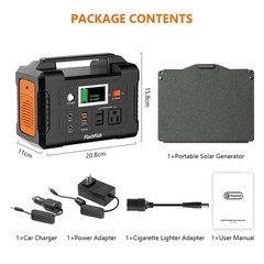 Flashfish 200W Portable Power Station Generator 151Wh Li-ion + 60W Solar Panel