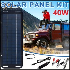 40W Solar Panel Kit 12V Trickle Charger Battery Charger Maintainer Boat RV Car