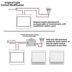 Wireless Switch Remote Control Waterproof Self Generating No Battery Required