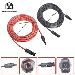 20ft Black+Red Solar Panel Extension Cable Wire Connector 1 Pair 4mm²/12AWG New