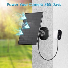 2W Solar Panel for Security Cameras, USB-C/Micro USB, 2 Pack Black | Waterpr…