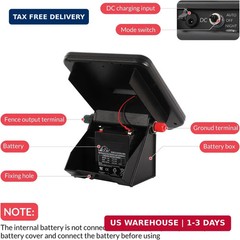 10 Miles Solar Electric Fence Charger with Day/Night Mode, 0.16J Portable Solar
