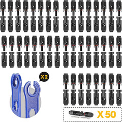 Bougerv 100PCS Solar Connector with Spanners IP67 Waterproof Solar Panel Cable C