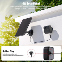 4W Solar Charger for Blink Outdoor Camera, USB-C, IP65 Waterproof, 13.1ft Cable