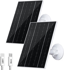 4W Solar Panel for Security Camera, Type-C/Micro USB Solar Charger for Rechargea