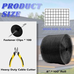 8 Inch X 100FT Solar Panel Bird/Critter Guard Anti-Rust with 100 Fastener Clips
