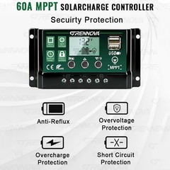 Grennova 1500W Off-Grid Solar System 60W Panel 60A MPPT Dual Voltage Inverter RV