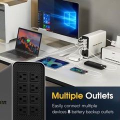Goldenmate Back-UPS 1000VA/800W LiFePO4 Battery Backup UPS Surge Protector