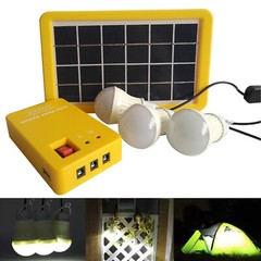 Solar Power Panel Generator Kit Home System USB 5V Charger 3 LED Bulbs Light
