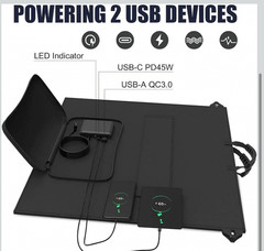 Foldable 100W Portable Monocrystalline Solar Panel Charger USB-C PD45W