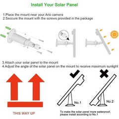 Solar Panel Arlo Pro Pro2 Outdoor Waterproof Adjustable Charging Cable New