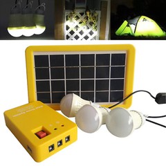 5V Solar Power Panel Generator Kit USB Charger Home System 3×LED Bulbs LightOl