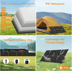 Solar Panel 45W Portable Solar Panels 25% High Efficiency Foldable Charger | Lig