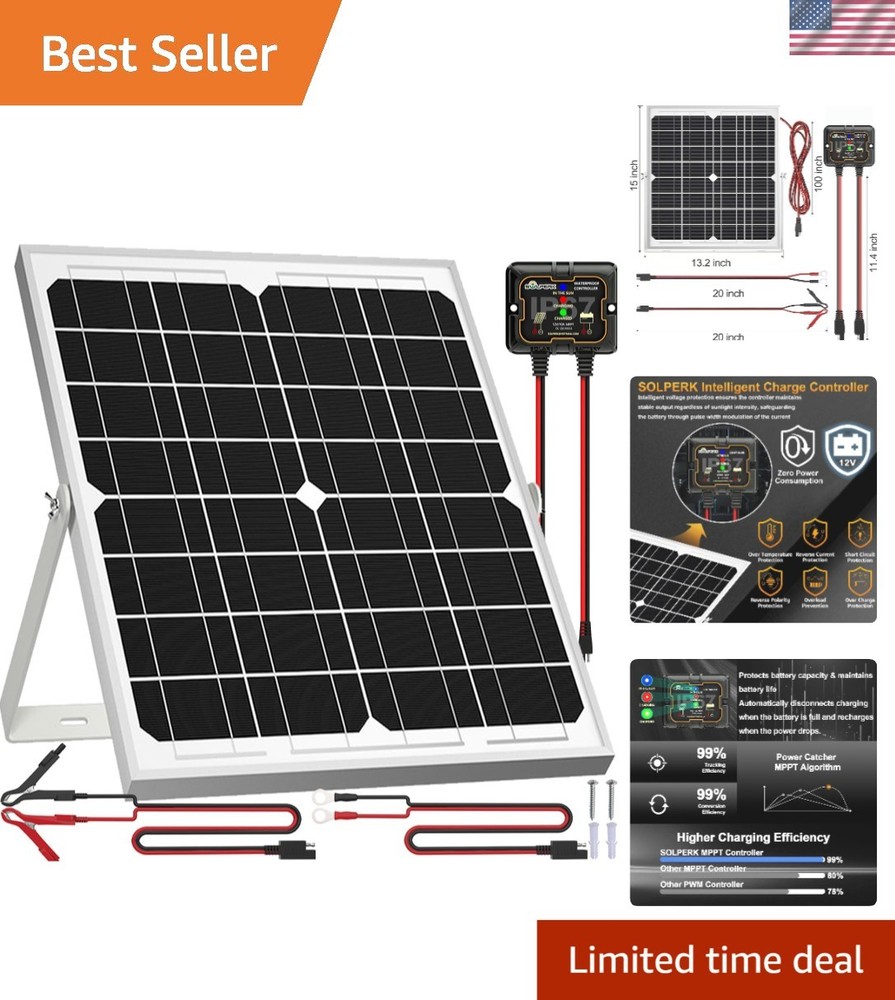 20W Waterproof Solar Panel Kit with Smart MPPT Controller for Versatile Charging