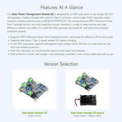 Solar Power Manager Module (D), Solar Charge Controller USB, Supports 6V~24V Sol