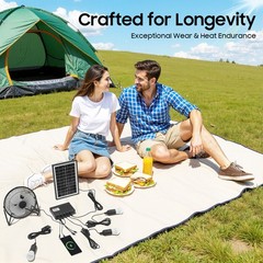 Solar Lighting & Fan Kits with 3 Bulbs USB Charging for Home Outdoor Camping
