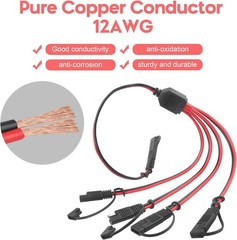 12AWG SAE Y Splitter Extension Cable with SAE Polarity Reverse Adapter 2 FT SAE