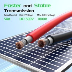 Bateria Power Solar Panel Wire 50Ft Black and 50Ft Red Kit, 10AWG (6mm²) So