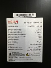VSUN Solar Panel VSUN330-120M-BB