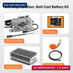 36V (38.4V) 100Ah LiFePO4 Lithium Golf Cart Battery, Built-in 200A BMS, Complete