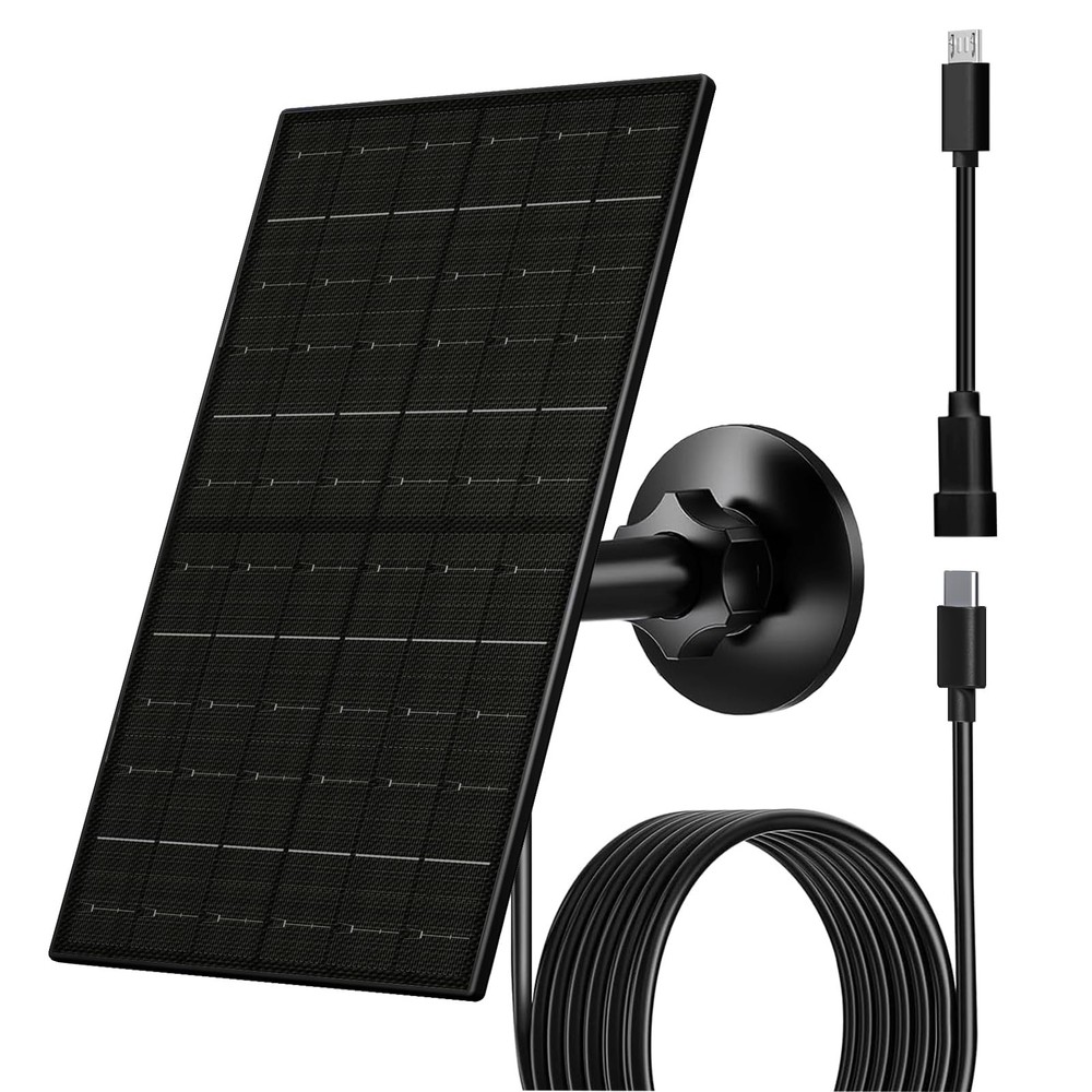 FUTUREZEN 6W Solar Panel for Security Camera Outdoor, 5V USB/USB-C Solar Char…
