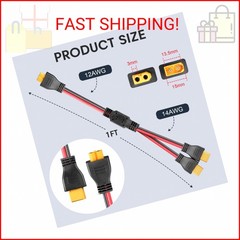 PAEKQ XT60 Y Splitter Cable 12AWG 1 Female to 2 Male Parallel Adapter,1FT