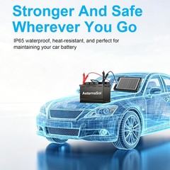 12V Solar Car Battery Charger 12W Waterproof Portable Solar Trickle Charger M…
