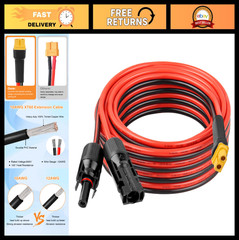 20FT 10AWG XT60 Solar Extension Cable – Male to Female Connector for Power Stati