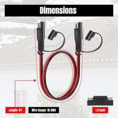 1FT 16AWG SAE Extension Cable, 16 AWG SAE to SAE Quick Disconnect Wire Harnes…