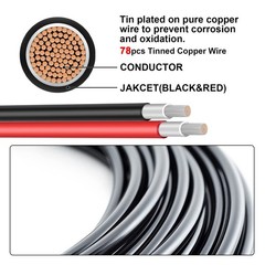 3FT 10AWG Solar Panel Extension Cable with Male & Female Connectors, Solar Wirin