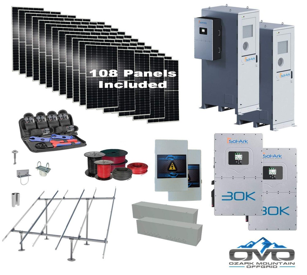 Commercial 60KW Solar Array – 3 Phase 208V Solar Kit + 2x 30K 208V Sol-Ark Inver