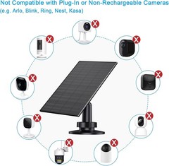Solar Panel for Security Camera, 2 Pack 2W Solar Charger with Micro USB & USB-C
