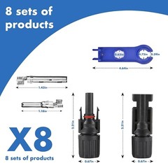 8 Pairs Solar Connectors Male/Female Waterproof IP67 MC4 1000V 30A Solar Panel