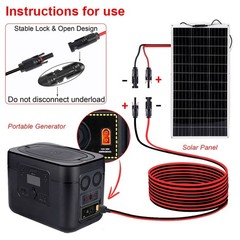 10ft 12 AWG XT60 Female to Solar Connector Solar Panel Extension Charging Cable