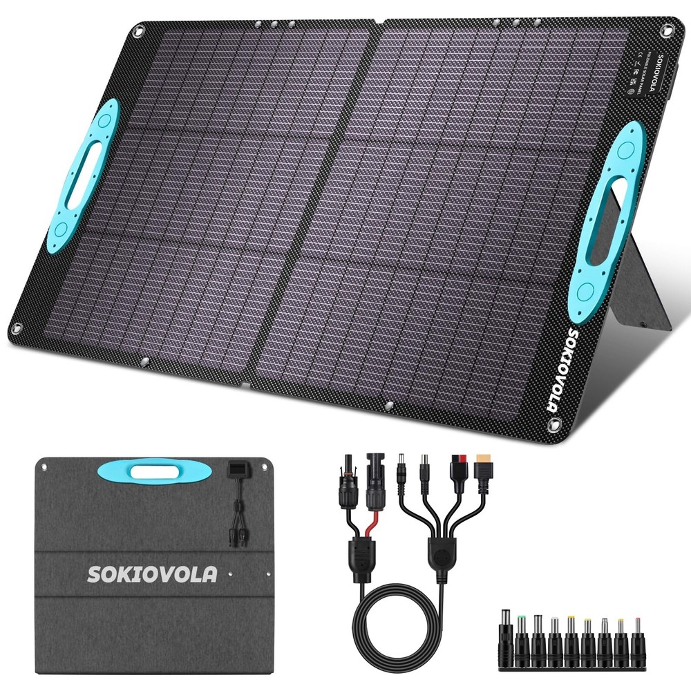 SOKIOVOLA 100W Portable Solar Panel for Power Station,ETFE Portable Foldable …