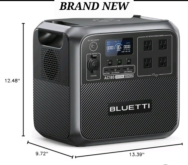BLUETTI Solar Generator AC180 1152Wh LiFePO4 1800W (WE SHIP TO GUAM & PR OVERSEA
