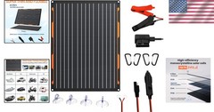 Universal 20W Solar Battery Charger with Alligator Clips & Smart Controller